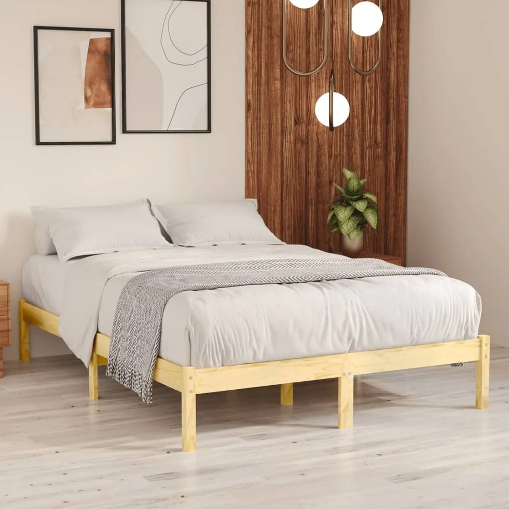 Estrutura de cama 140x200 cm pinho maciço