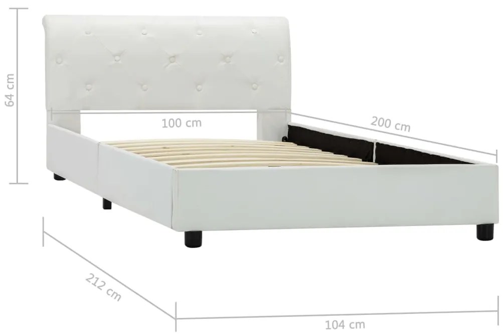 Estrutura de cama 100x200 cm couro artificial branco