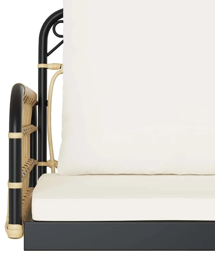 Cadeira de baloiço com almofadões 63x58x39 cm vime PE e aço