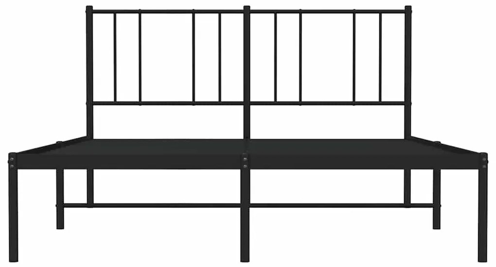 Estrutura de cama em metal com cabeceira 150x200 cm preto