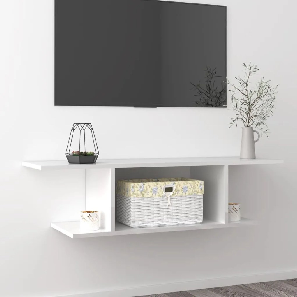 vidaXL Móvel de parede para TV 103x30x26,5 cm branco brilhante