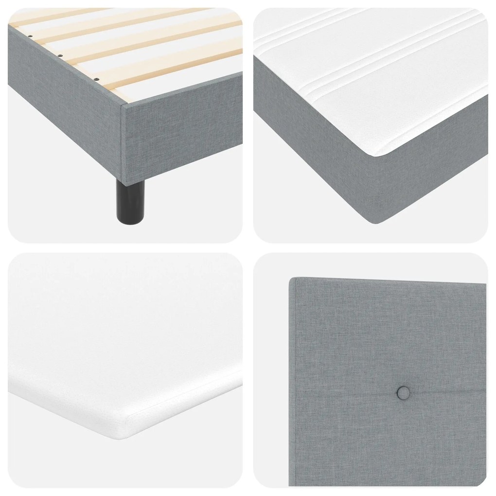 Cama Box com Colchão Cinza Claro 120x200 cm Tecido