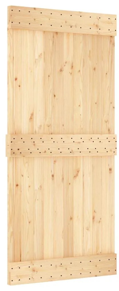 Porta de correr com ferragens 95x210 cm madeira de pinho maciça