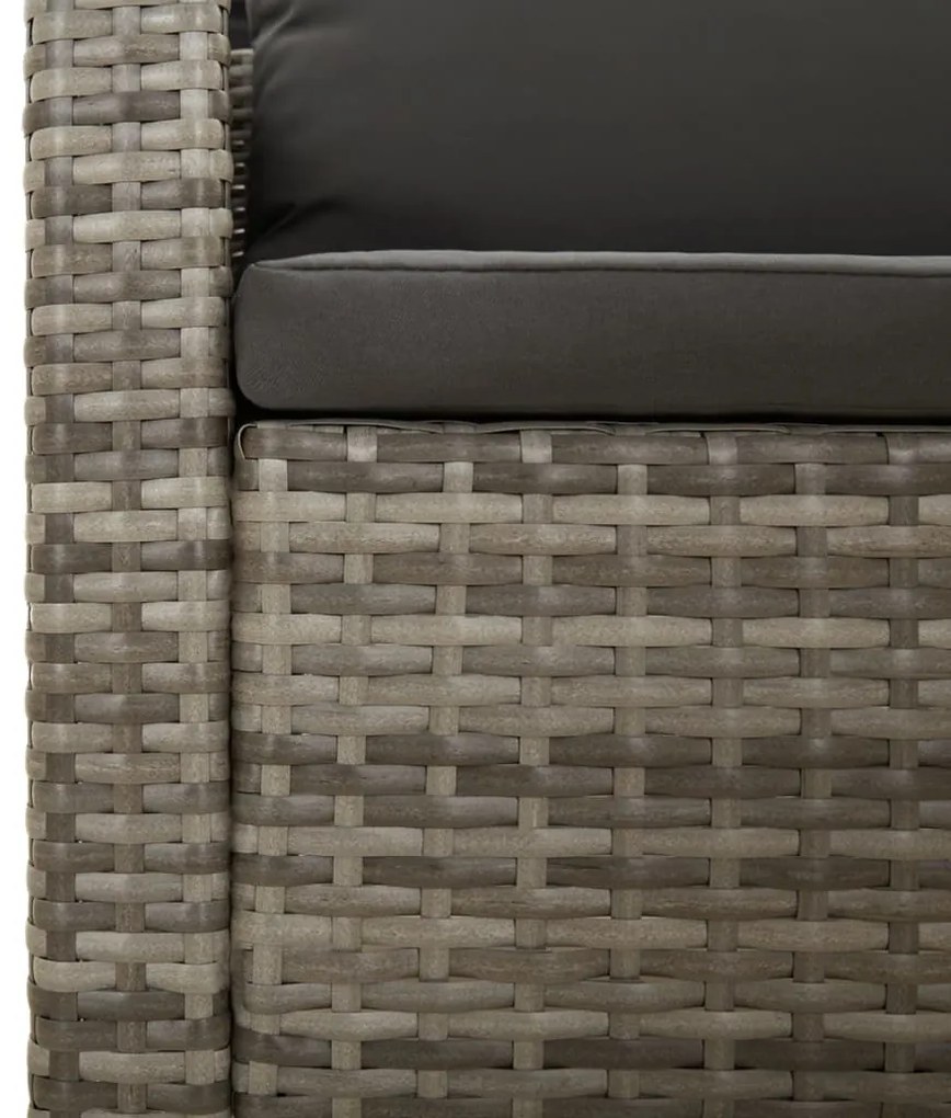 7 pcs conjunto lounge de jardim c/ almofadões vime PE cinzento