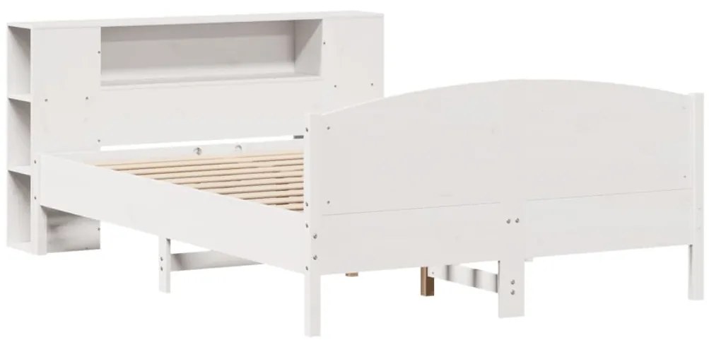 Cama com estante sem colchão 140x190 cm pinho maciço branco