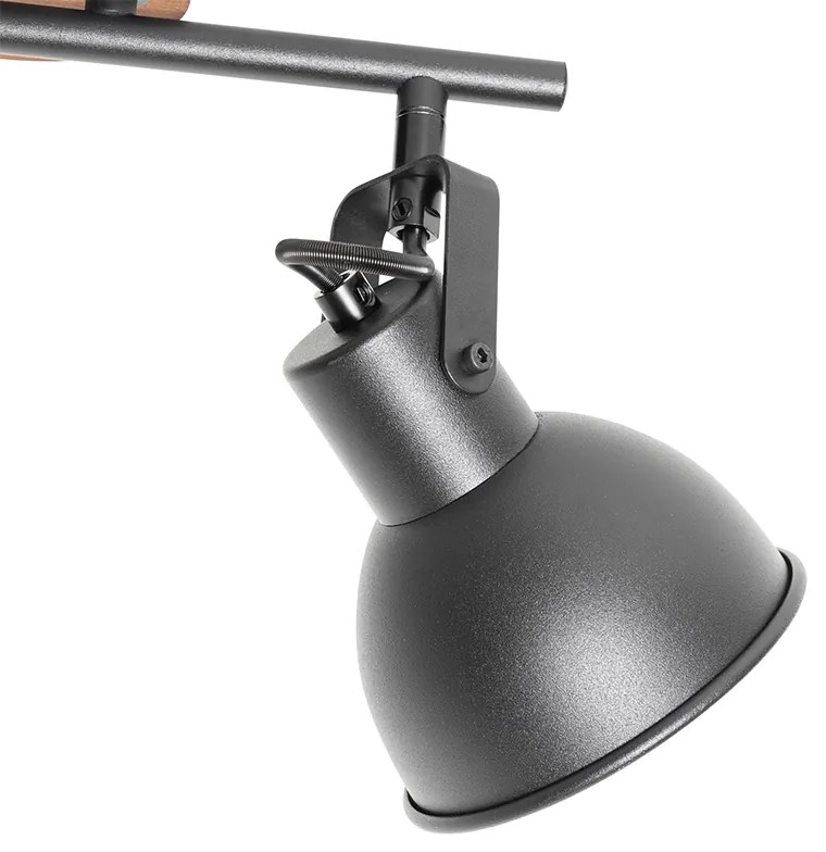 Projetores industriais pretos com madeira inclinável 2-luzes - Tommy