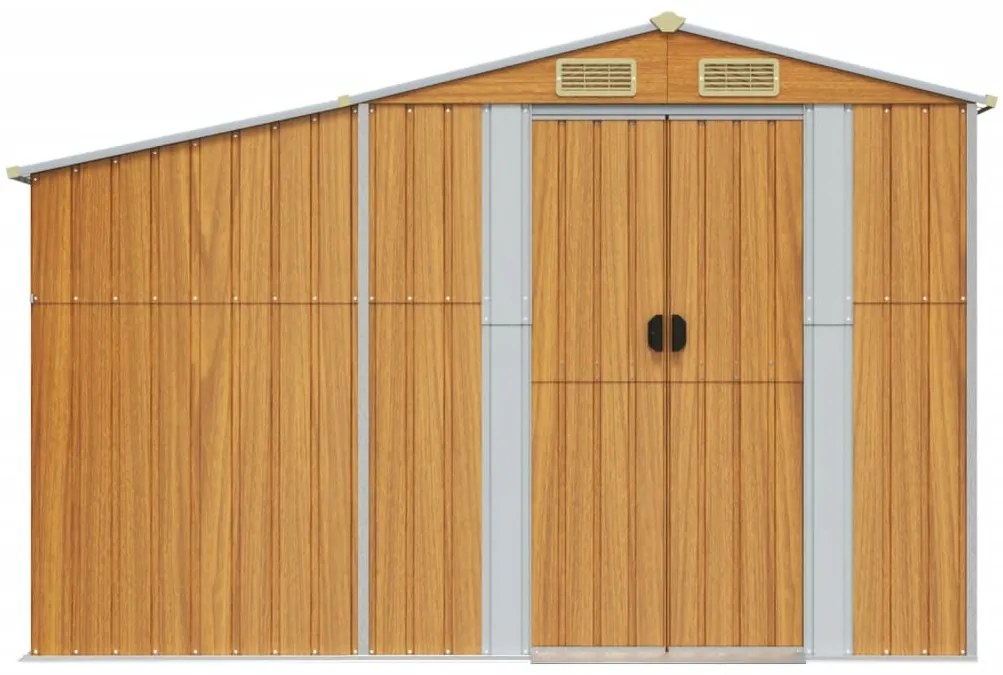 Abrigo de jardim 277x365,5x179cm aço galvanizado castanho-claro