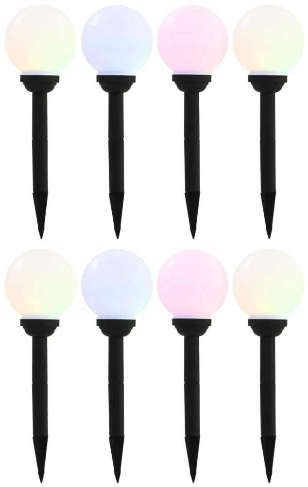 Candeeiro solar de exterior LED 8 pcs esférico 15 cm RGB