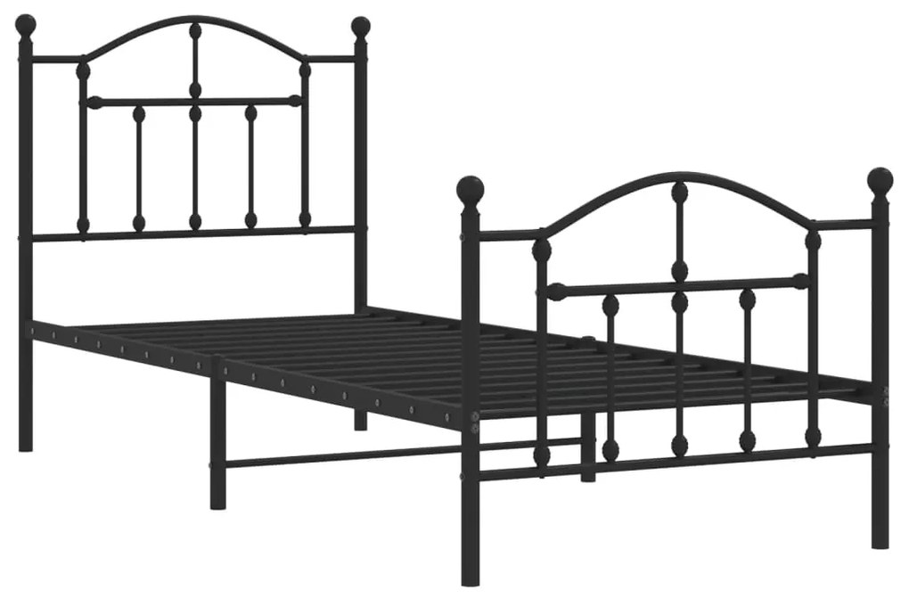 Estrutura de cama com cabeceira e pés 80x200 cm metal preto