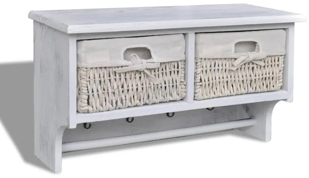vidaXL Prateleira de parede 60x23,5x33 cm madeira de paulownia branco