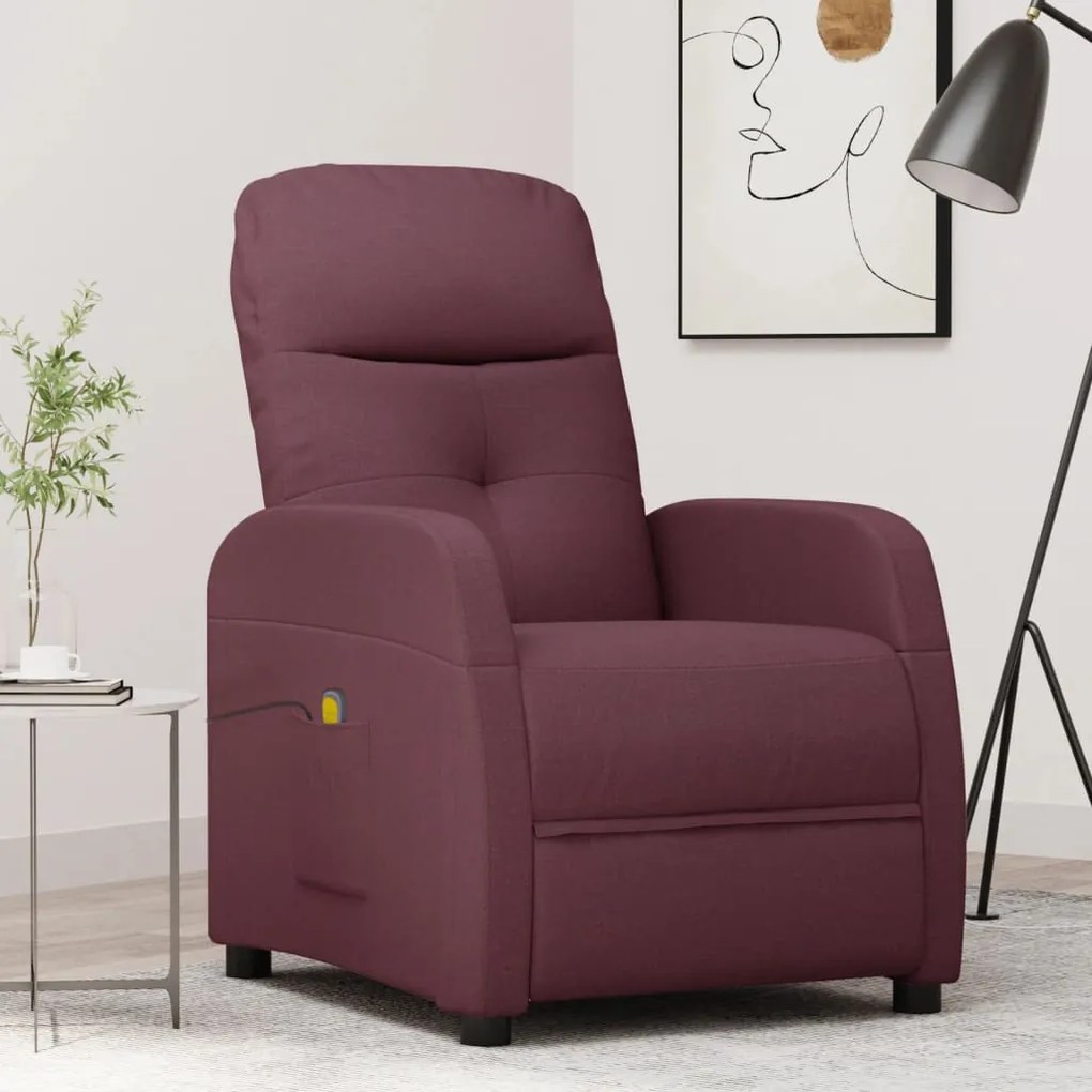 vidaXL Poltrona de massagens tecido roxo
