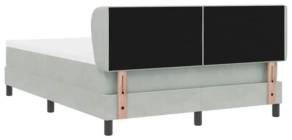 Cama Box Spring vidaXL com Colchão Cinzento-claro 160x200 cm Veludo