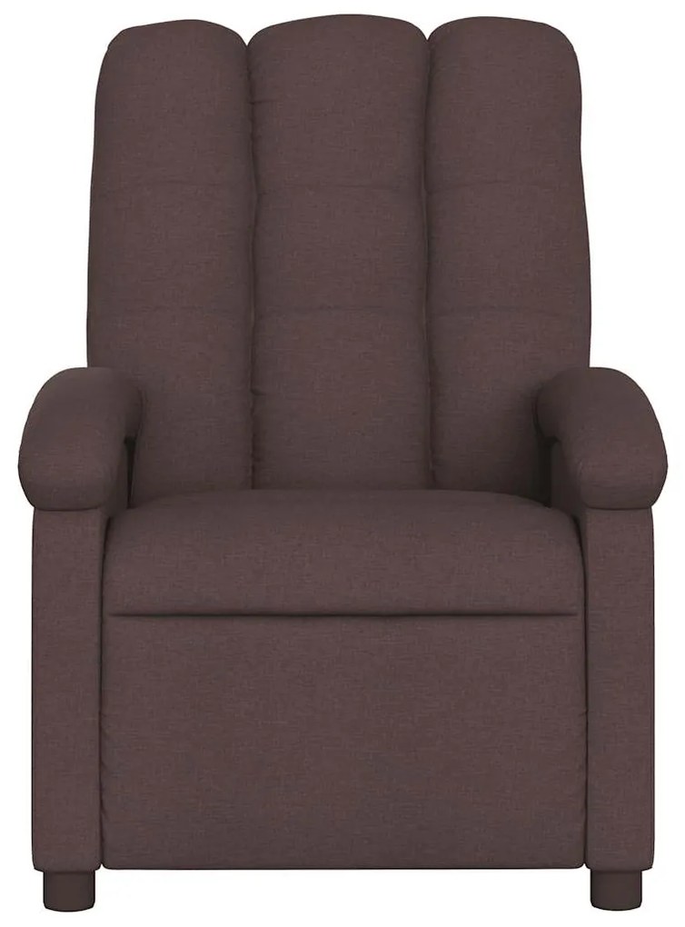 Poltrona de massagens reclinável tecido castanho-escuro