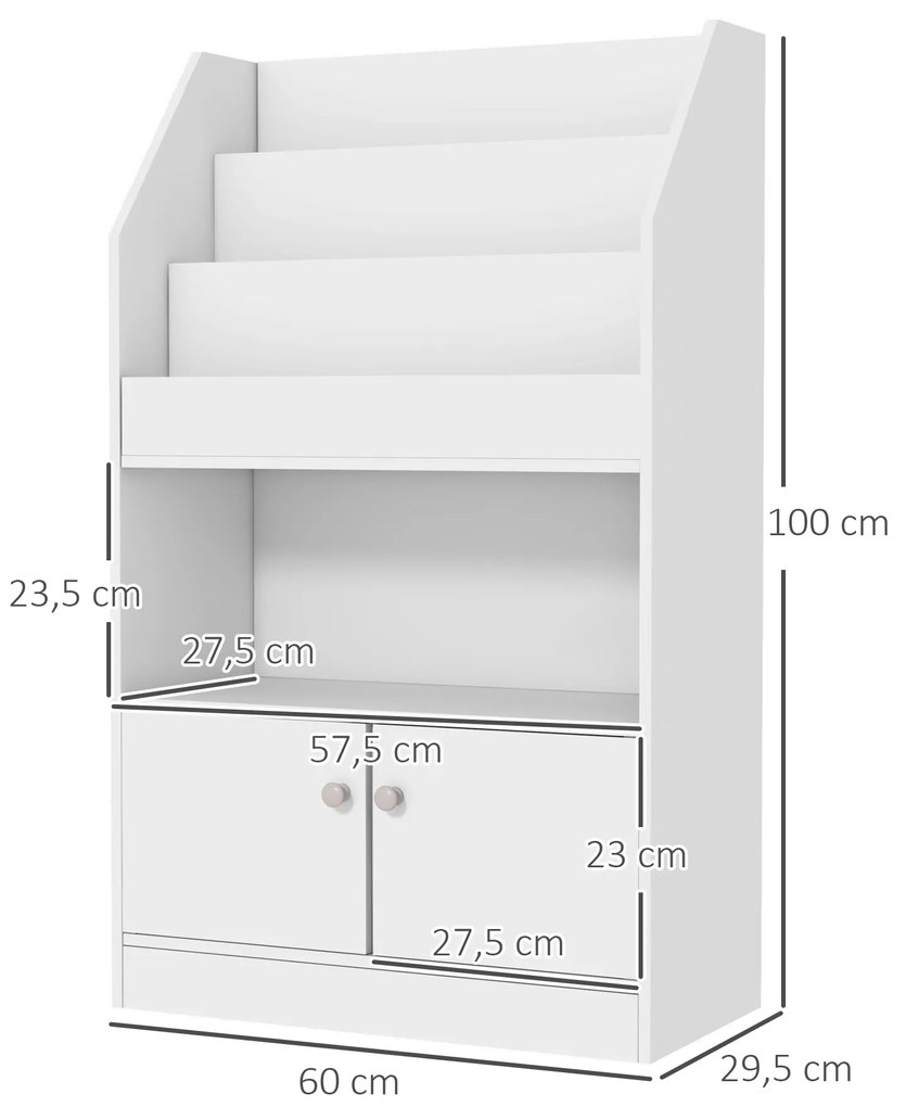 Estante para Brinquedos Infantil Estante para Crianças de 3 a 8 Anos para Brinquedos Sapatos Livros 60x29,5x100 cm Branco