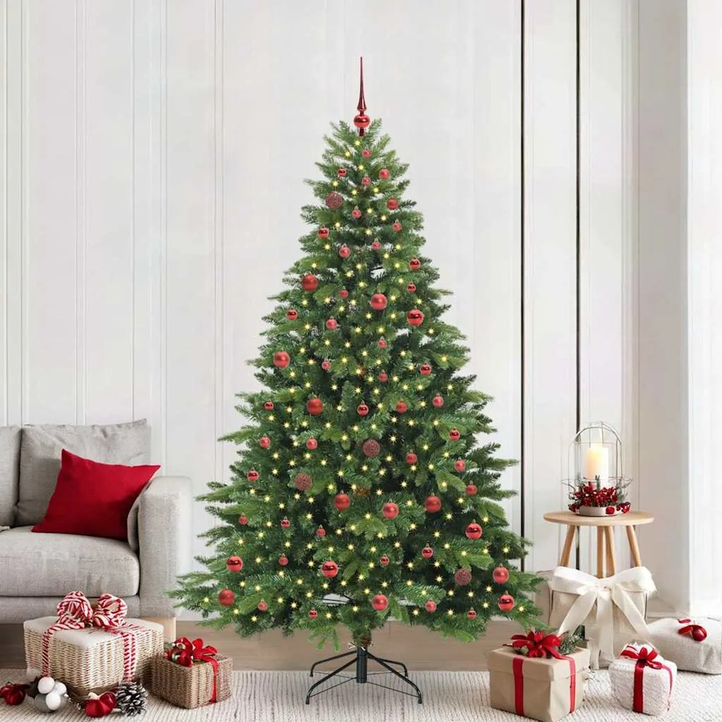 vidaXL Árvore de Natal Artificial com 300 LEDs Verde 210 cm PE e PVC