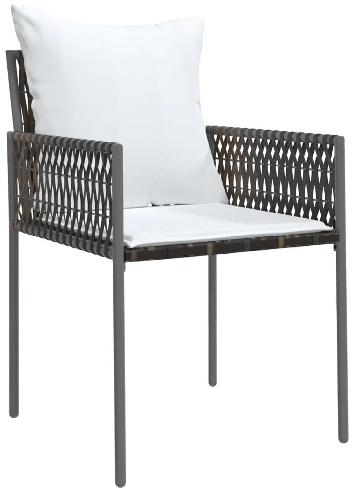 Cadeiras jardim c/ almofadões 6pcs 54x61x83 cm vime PE castanho