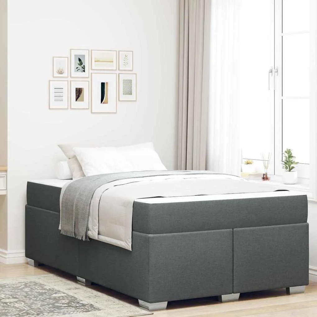 vidaXL Estrutura da Cama com colchão Cinza Escuro 120 x 190 cm tecido