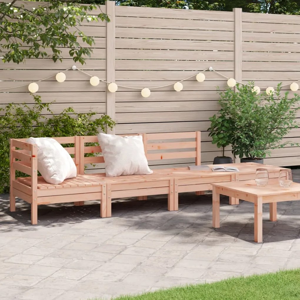 vidaXL Sofá de 4 lugares para jardim madeira de douglas maciça