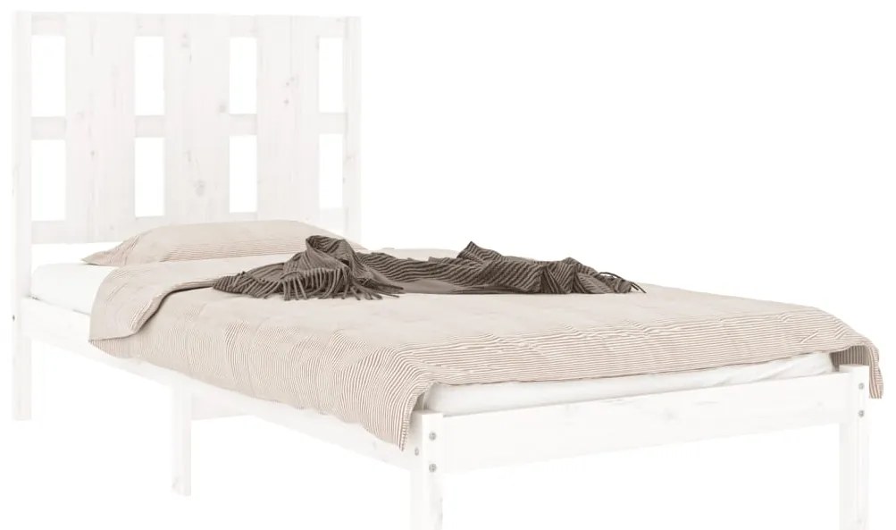 Cama sem colchão 100x200 cm madeira de pinho maciça branco