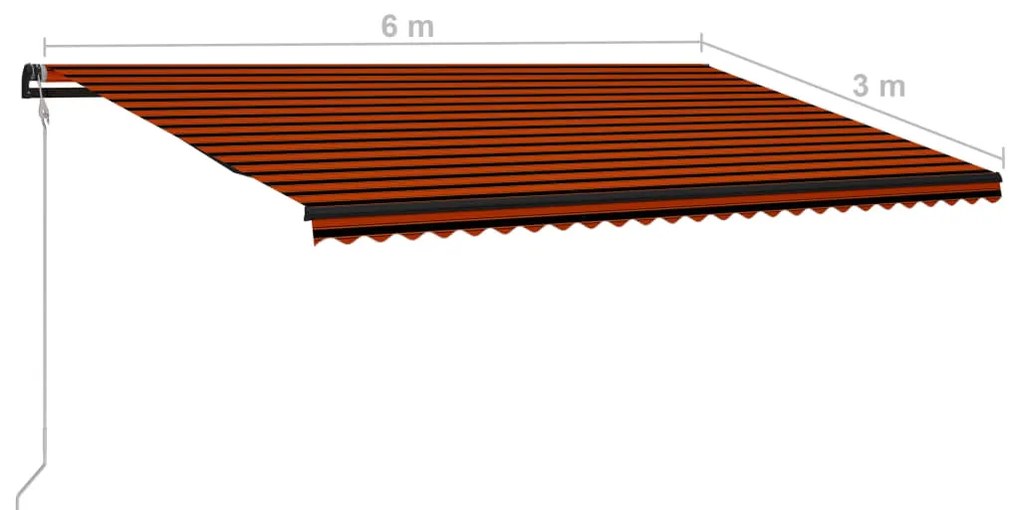 Toldo retrátil automático 600x300 cm laranja e castanho