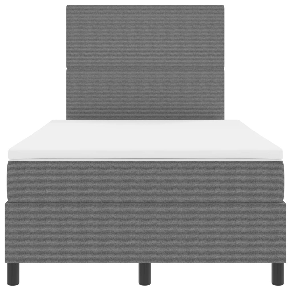 Cama Box Spring com Colchão Cinza Claro 120x200 cm Tecido de Corduroy