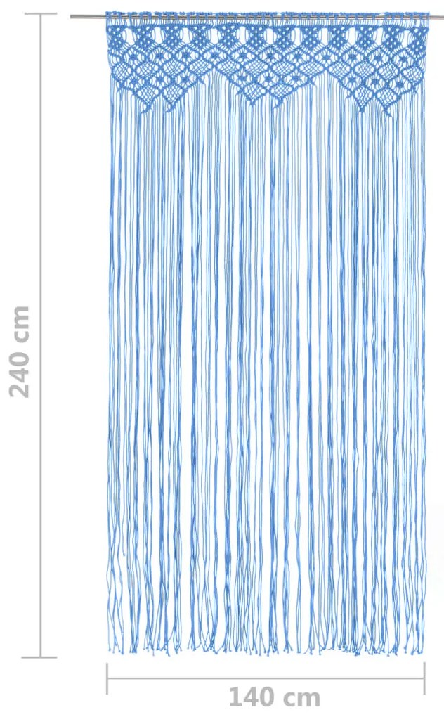 Cortina em macramé 140x240 cm algodão azul