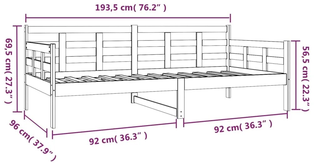 Sofá-cama 90x190 cm madeira de pinho maciça branco