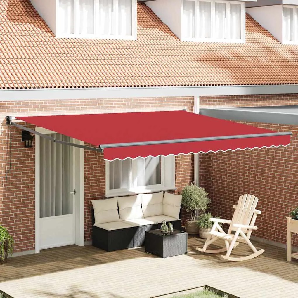 vidaXL Toldo Retrátil Vermelho 400 × 300 cm Poliéster e Alumínio