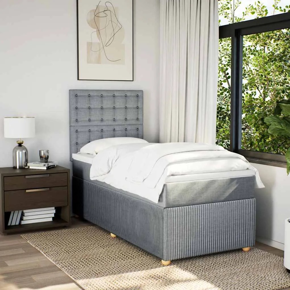 Cama com molas/colchão 90x200 cm tecido cinza-claro