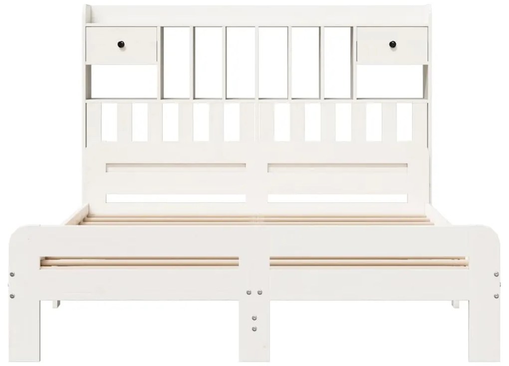 Cama com estante sem colchão 160x200 cm pinho maciço branco