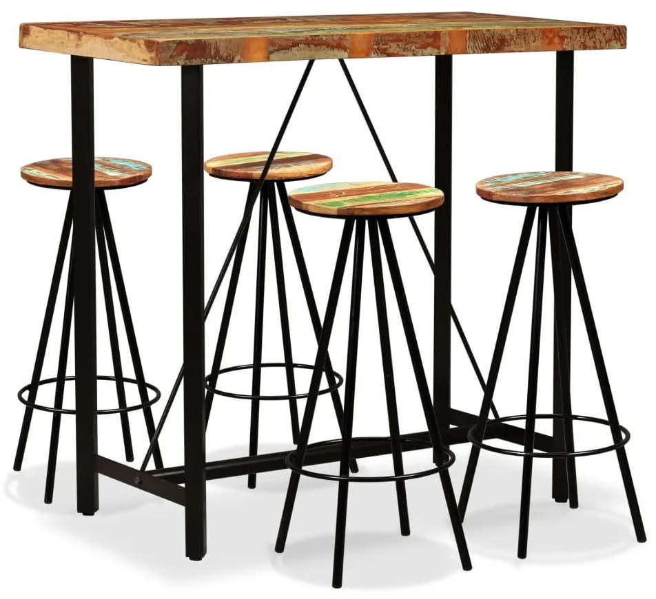 Conjunto de bar 5 pcs madeira recuperada maciça