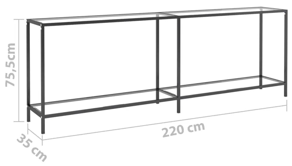 Mesa consola transparente 220x35x75,5 cm vidro temperado