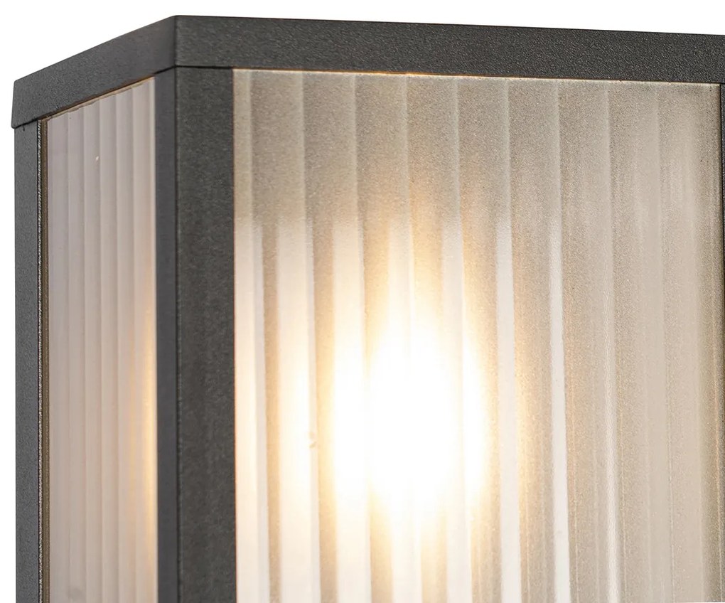 LED Candeeiro de parede exterior inteligente preto com vidro canelado incl. Wifi A60 - Charlois Moderno