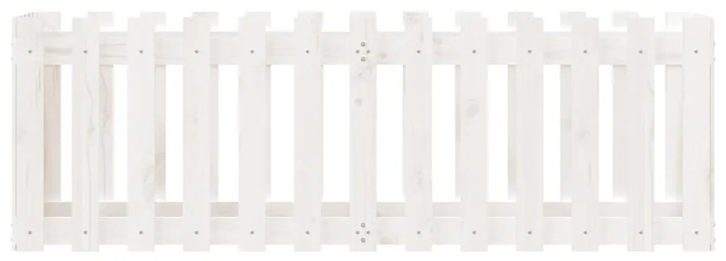 Canteiro elevado c/design cerca 150x50x50 pinho maciço branco