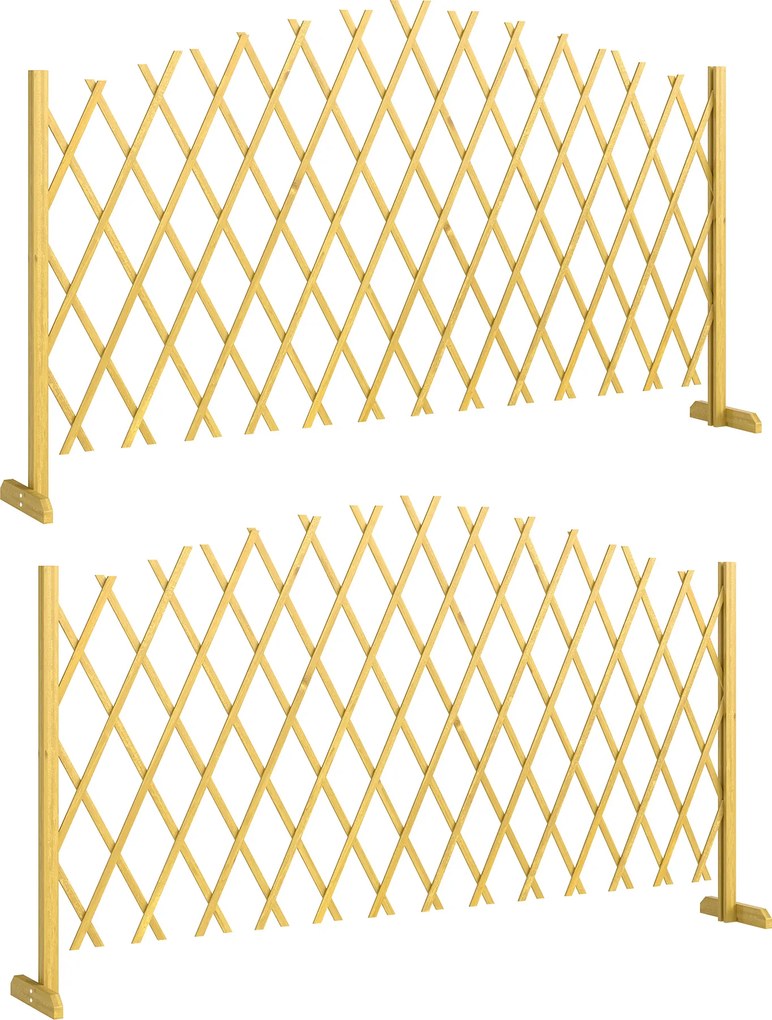 Outsunny Conjunto de 2 Painéis de Vedações de Jardim Exterior Extensíveis de Madeira para Decoração de Terraço 180x30x103 cm Madeira | Aosom Portugal