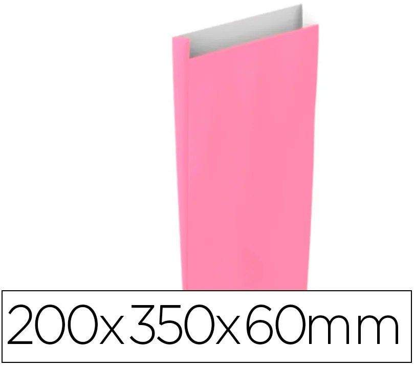 Saco Basika Celulose Rosa com Fole m 200x350x60 mm Pack de 25 Unidades