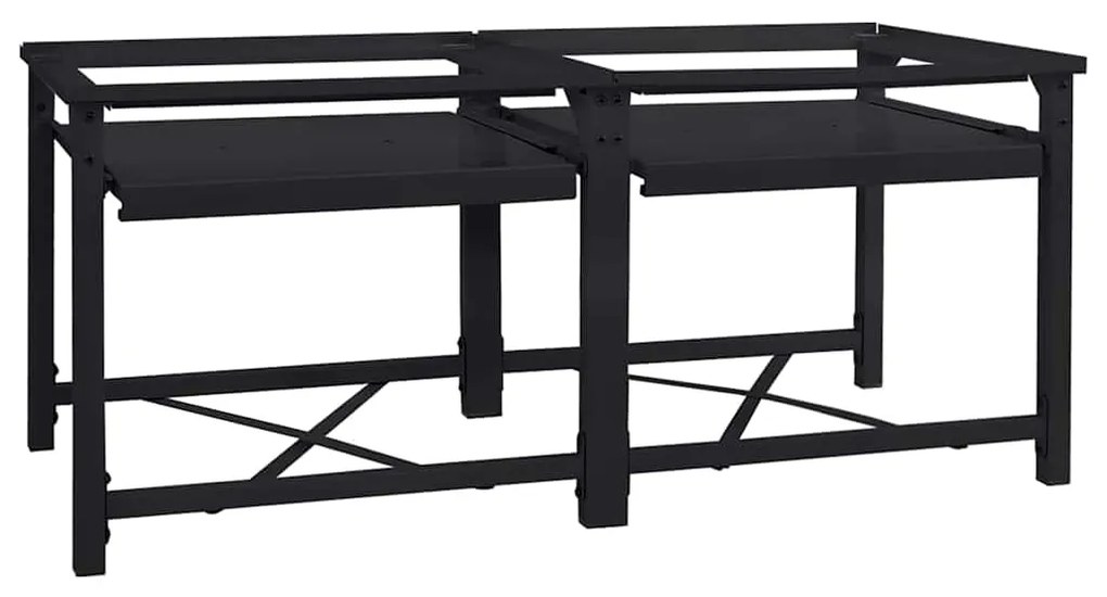 vidaXL Pedestal para Máquina de Lavar 2 pcs Preto 120 x 56 x 52 cm Aço