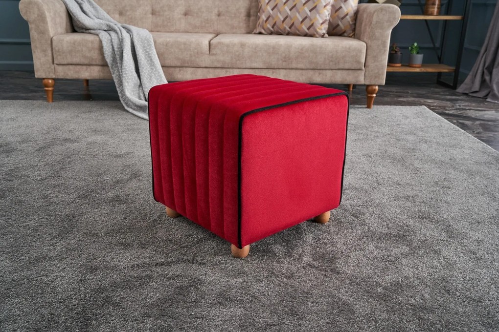 Pouffe Mona – Vermelho – 40x40x40 cm
