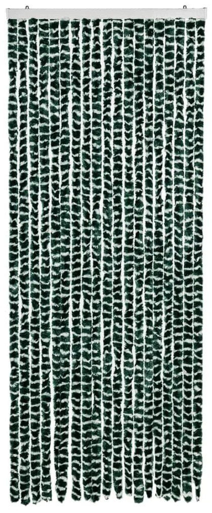 Cortina anti-insetos 56x200 cm chenille verde e branco