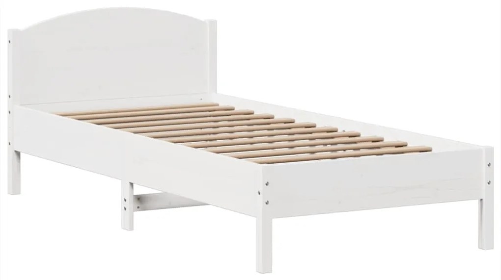 Cama com estante sem colchão 90x190 cm pinho maciço branco