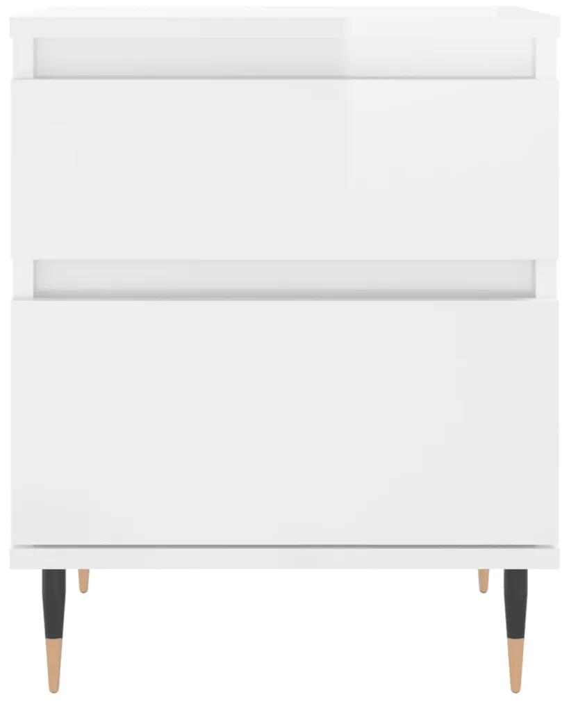Mesa de cabeceira 40x35x50cm derivados madeira branco brilhante
