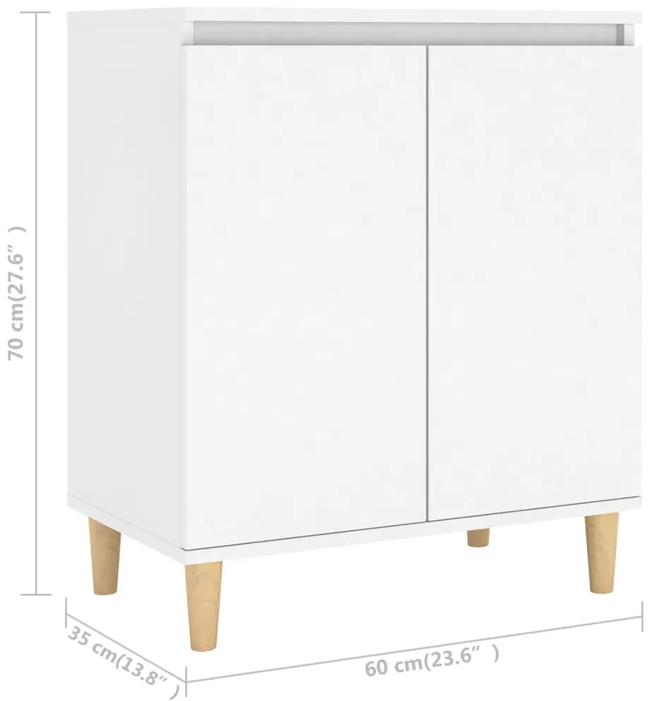 Aparador c/ pernas de madeira 60x35x70 cm contraplacado branco