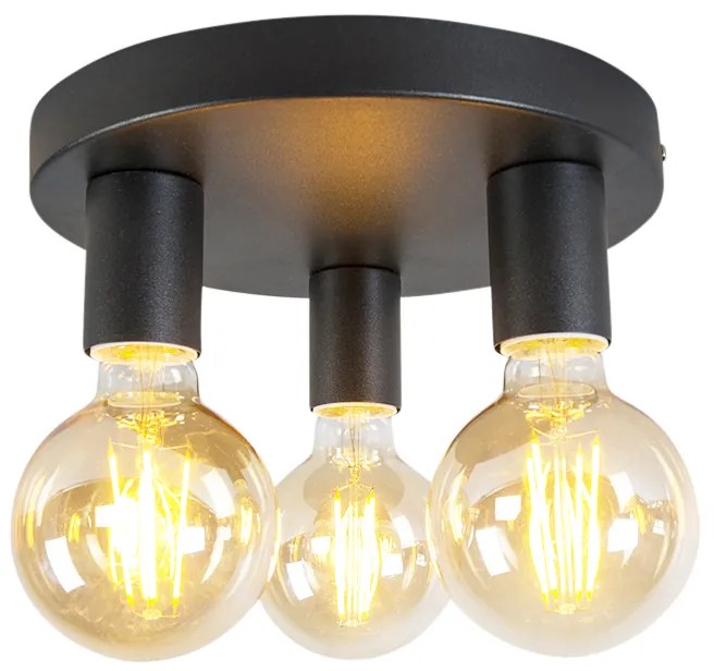 LED Candeeiro de teto inteligente moderno preto com 3 lâmpadas WiFi G95 - Facil Clássico / Antigo