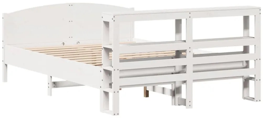 Cama sem colchão 140x200 cm madeira de pinho maciça branco