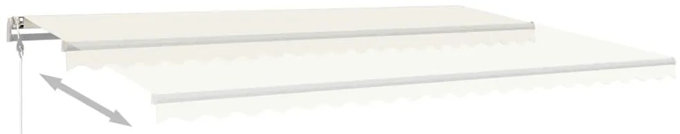 Toldo retrátil manual com luzes LED 5x3,5 m cor creme