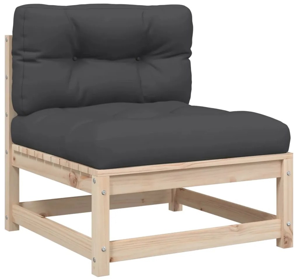 9 pcs conjunto sofás de jardim com almofadões pinho maciço