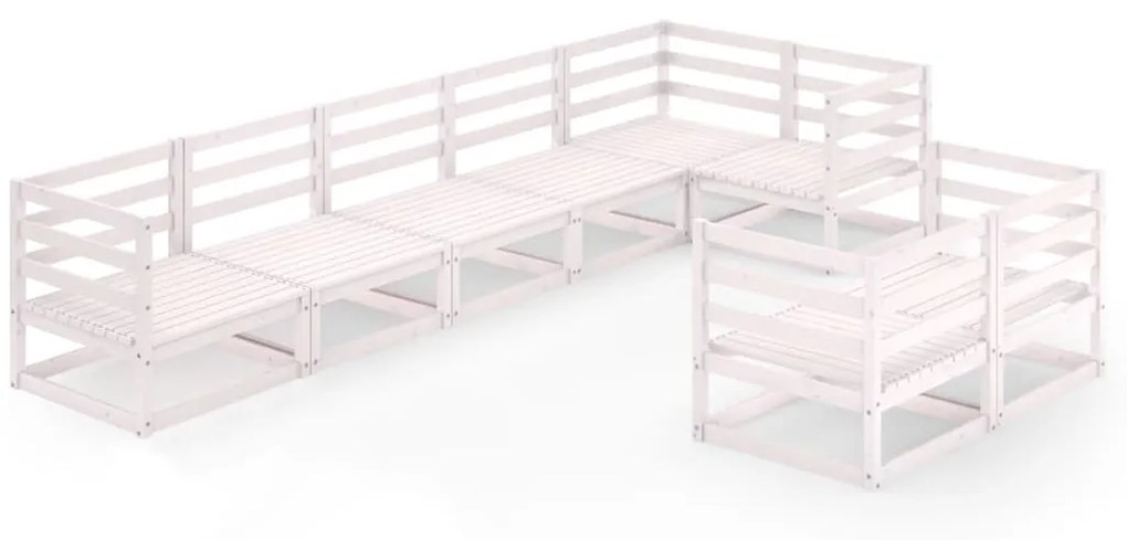 8 pcs conjunto lounge de jardim pinho sólido branco