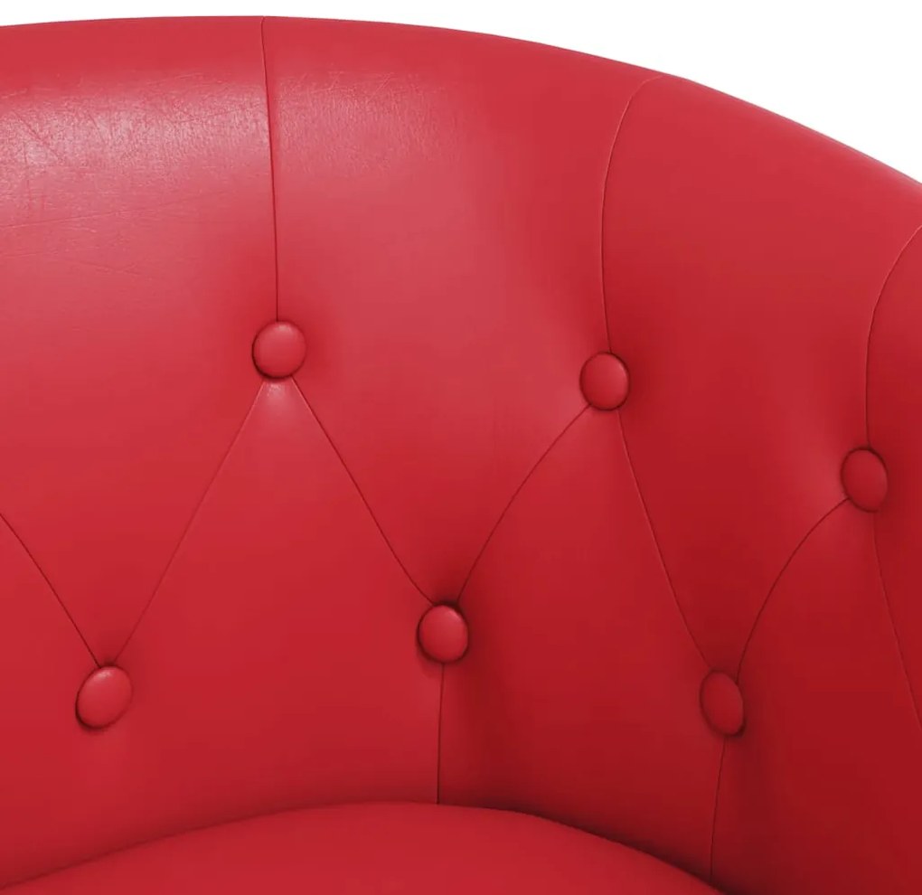 Poltrona com apoio de pés couro artificial vermelho