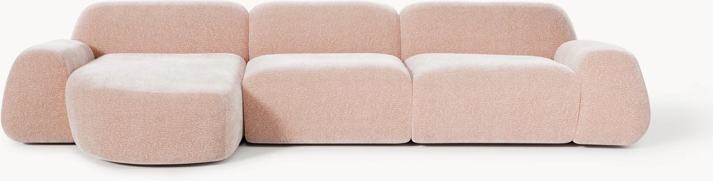 Sofá de canto modular em teddy Wolke (4 lugares)