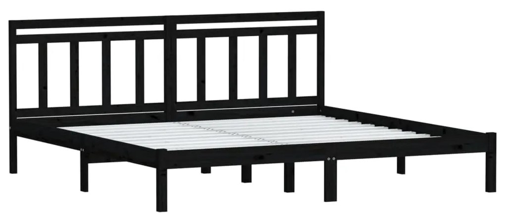 Estrutura de cama super king 180x200 cm madeira maciça preto